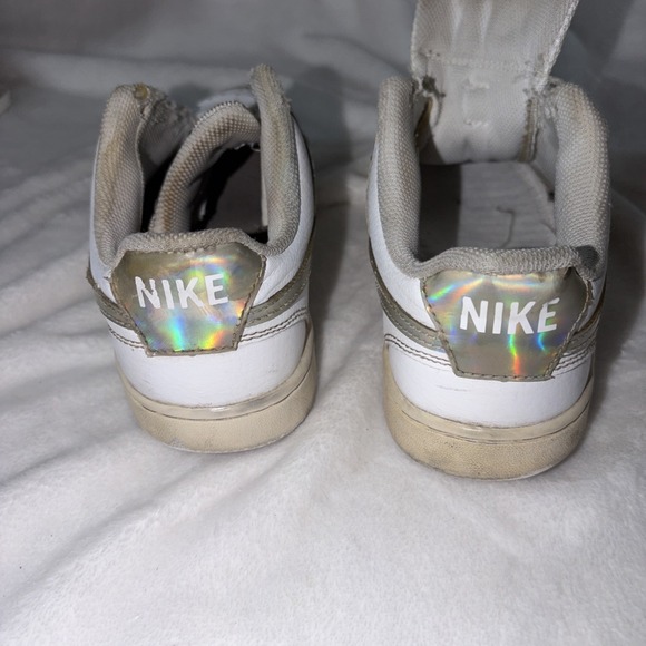 Nike Court Vision Low Top White Iridescent Swoosh Sneakers Women's Size 7.5 - Picture 6 of 9